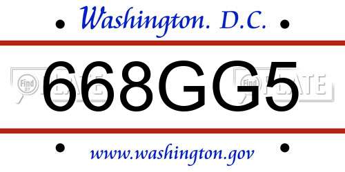 668GG5 District Of Columbia License Plate