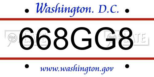 668GG8 District Of Columbia License Plate