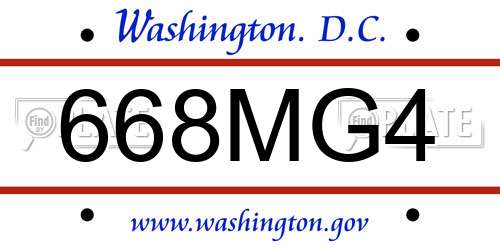 668MG4 District Of Columbia License Plate