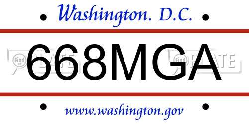 668MGA District Of Columbia License Plate