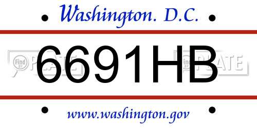 6691HB District Of Columbia License Plate