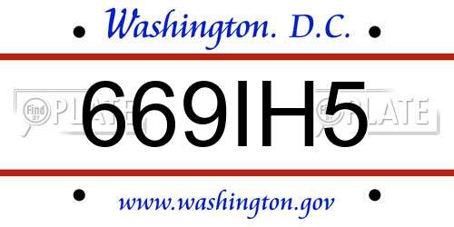 669IH5 District Of Columbia License Plate