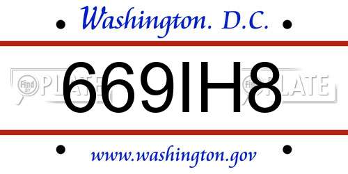 669IH8 District Of Columbia License Plate