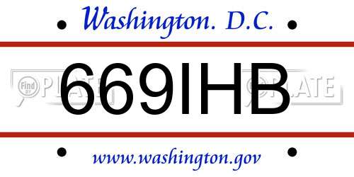 669IHB District Of Columbia License Plate