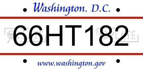 66HT182 District Of Columbia License Plate