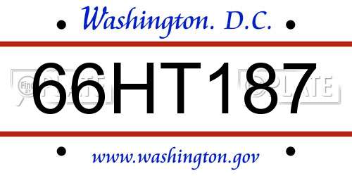 66HT187 District Of Columbia License Plate