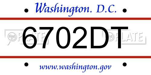 6702DT District Of Columbia License Plate