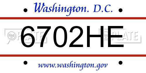 6702HE District Of Columbia License Plate