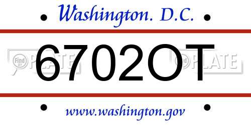 6702OT District Of Columbia License Plate