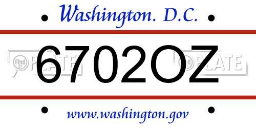 6702OZ District Of Columbia License Plate