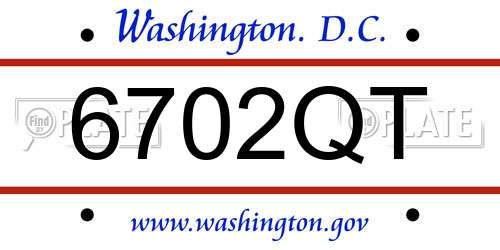 6702QT District Of Columbia License Plate