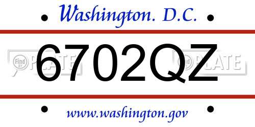 6702QZ District Of Columbia License Plate