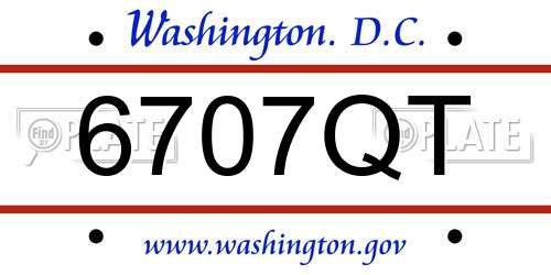 6707QT District Of Columbia License Plate