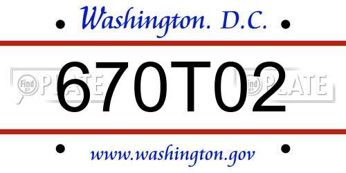670T02 District Of Columbia License Plate