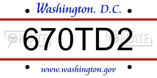 670TD2 District Of Columbia License Plate