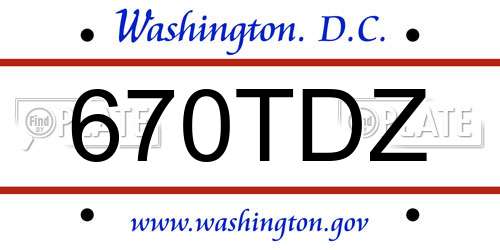 670TDZ District Of Columbia License Plate