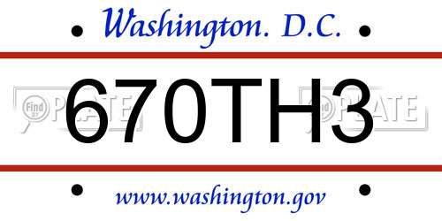 670TH3 District Of Columbia License Plate