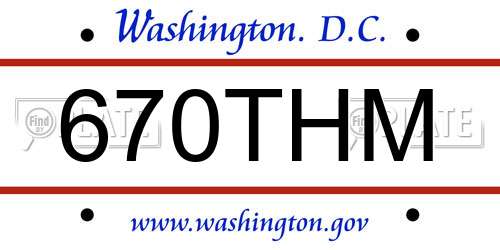 670THM District Of Columbia License Plate