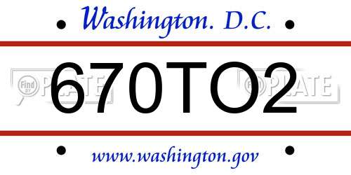 670TO2 District Of Columbia License Plate