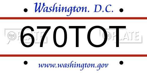 670TOT District Of Columbia License Plate