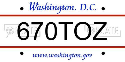 670TOZ District Of Columbia License Plate
