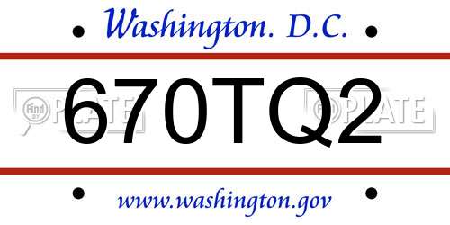670TQ2 District Of Columbia License Plate
