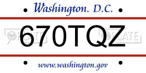 670TQZ District Of Columbia License Plate