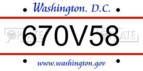 670V58 District Of Columbia License Plate