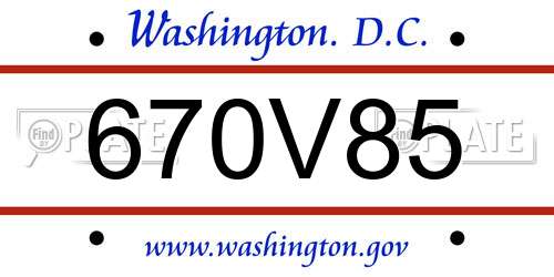 670V85 District Of Columbia License Plate
