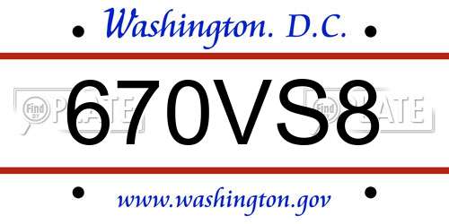 670VS8 District Of Columbia License Plate