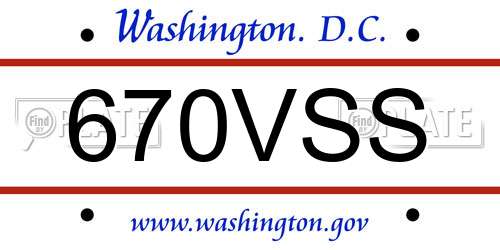670VSS District Of Columbia License Plate