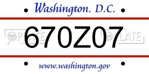 670Z07 District Of Columbia License Plate