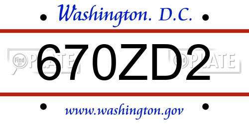 670ZD2 District Of Columbia License Plate