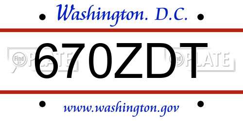 670ZDT District Of Columbia License Plate