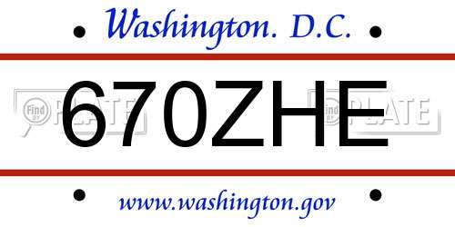 670ZHE District Of Columbia License Plate