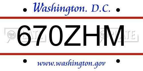 670ZHM District Of Columbia License Plate