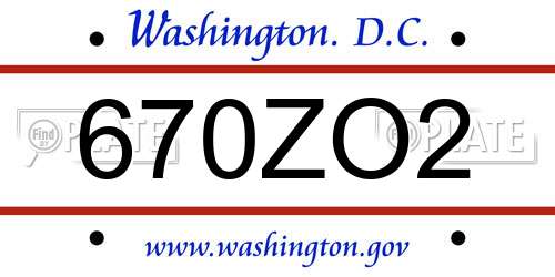 670ZO2 District Of Columbia License Plate