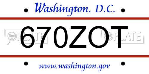 670ZOT District Of Columbia License Plate