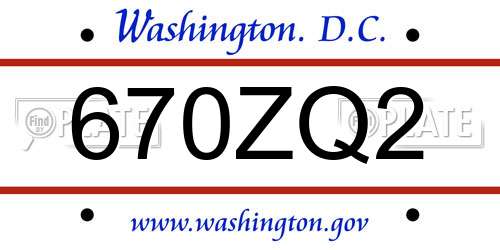 670ZQ2 District Of Columbia License Plate