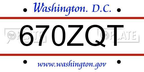 670ZQT District Of Columbia License Plate