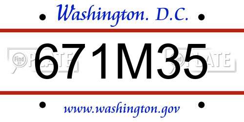 671M35 District Of Columbia License Plate