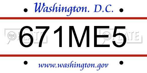 671ME5 District Of Columbia License Plate
