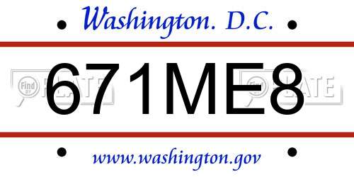 671ME8 District Of Columbia License Plate