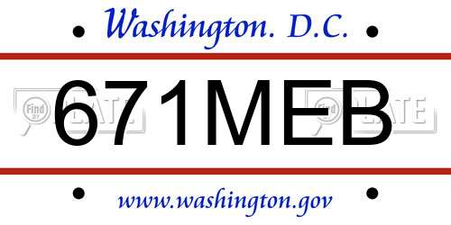671MEB District Of Columbia License Plate