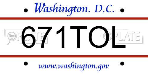 671TOL District Of Columbia License Plate