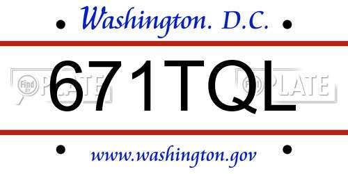 671TQL District Of Columbia License Plate