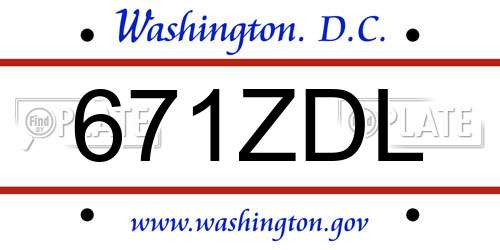 671ZDL District Of Columbia License Plate