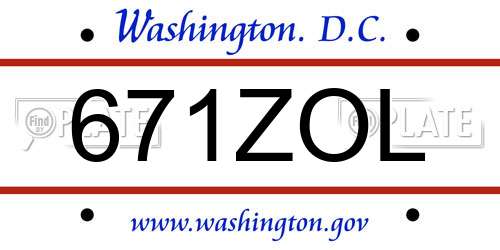 671ZOL District Of Columbia License Plate