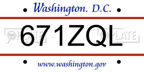 671ZQL District Of Columbia License Plate