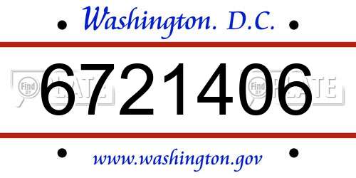 6721406 District Of Columbia License Plate